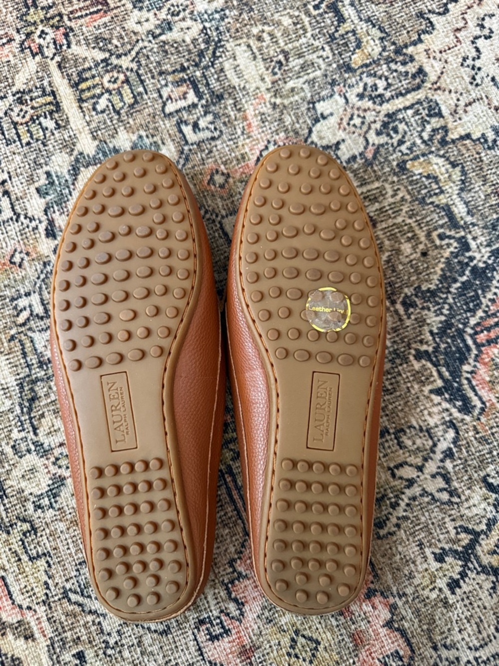 Lauren Ralph Lauren Barnsbury Pebbled Tan Leather Backless Mules Size 8 - Picture 4 of 5